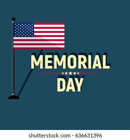 Memorial Day with Stars and flag. Vector illustration.