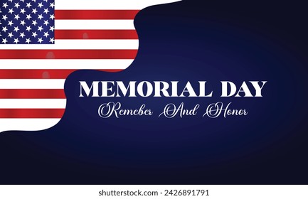 Memorial Day Stylish Text With Usa Flag And Blue Background Design