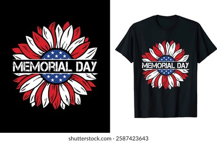 Memorial Day Sunflower Graphic T-Shirt Design