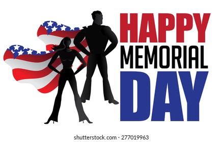 Memorial Day super heroes EPS 10 vector royalty free stock illustration for greeting card, ad, promotion, poster, flier, blog, article, social media, marketing