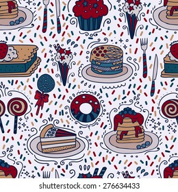 Memorial day sweets seamless pattern. 4 july independence day