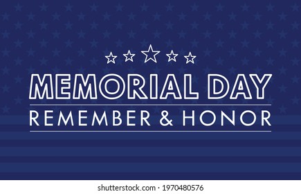 Memorial Day template with American flag background with blue theme.