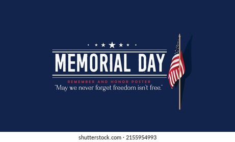 Memorial day with text design. Honoring all who served. Blue, red ,white background 