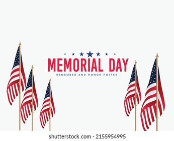Memorial day with text design. Honoring all who served. Blue, red ,white background 