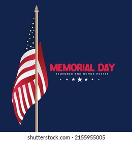Memorial day with text design. Honoring all who served. Blue, red ,white background 