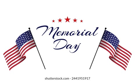 Memorial Day text lettering. Hand drawn text design for memorial day in USA. Vector illustration