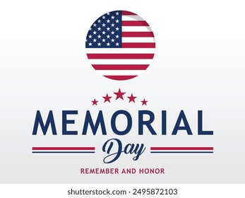 Memorial Day text lettering, remember and honor. Memorial day lettering typography design. Vector illustration,Usa memorial day celebration. American national holiday