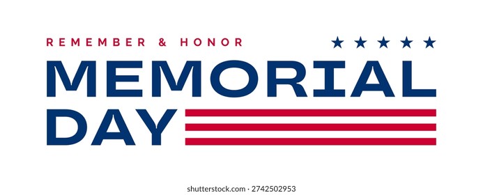 Memorial Day text logo, US Memorial Day typography isolated