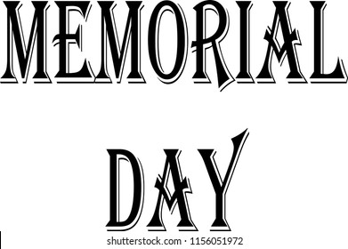 memorial day text sign illustration on white background