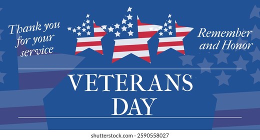 Memorial Day, Thank You for Your Service, Remember and Proud, USA Flag, Stars, Text, Vector Illustration