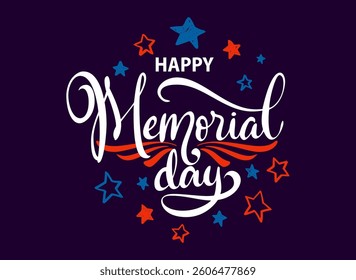 Memorial day theme lettering vector illustration