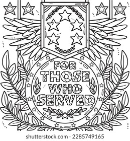 Memorial Day For Those Who Served Medal Coloring 