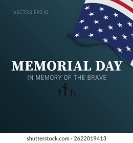 Memorial Day tribute with crosses flag corner and solemn layout