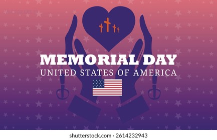 Memorial Day Tribute with Heart Hands and Flag