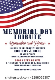 Memorial day tribute party poster flyer social media post design