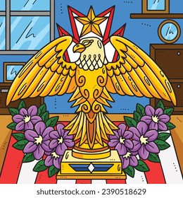Memorial Day Memorial Trophy Colored Cartoon