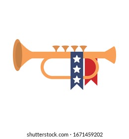 memorial day trumpet ribbon decoration american celebration vector illustration flat style icon