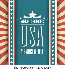 Memorial Day. Typographic card with the American flag. Vector illustration EPS 10.