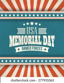 Memorial Day. Typographic card with the American flag. Vector illustration EPS 10.