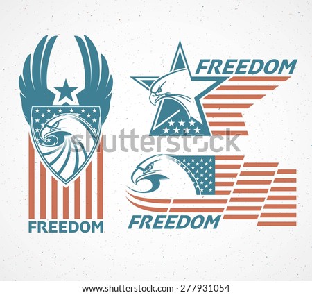 Memorial Day. Typographic card with the American flag and eagle. Vector illustration EPS 10.