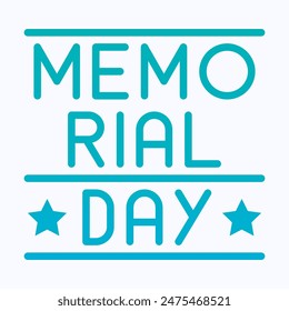 Memorial Day Typography Vector Icon. Isolated Gradient Vector Icon.