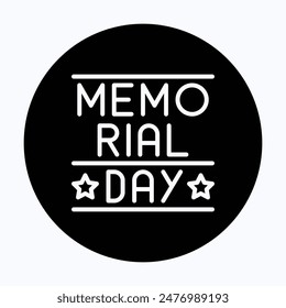 Memorial Day Typography Vector Icon. 