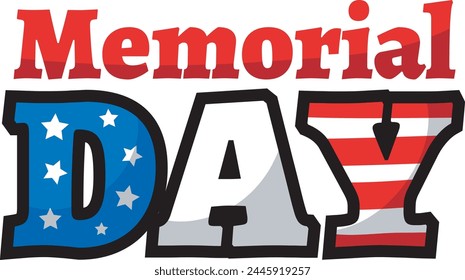 Memorial Day in the United States. American flags icon. The grave of military personnel.