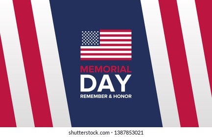Memorial Day in United States. Remember and Honor. Federal holiday for remember and honor persons who have died while serving in the United States Armed Forces. Celebrated in May. Vector poster