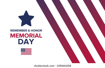 Memorial Day in United States. Remember and Honor. Federal holiday for remember and honor persons who have died while serving in the United States Armed Forces. Celebrated in May. Vector poster