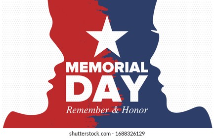 Memorial Day in United States. Remember and Honor. Federal holiday for remember and honor persons who have died while serving in the United States Armed Forces. Celebrated in May. Vector poster