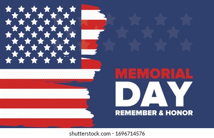 Memorial Day in United States. Remember and Honor. Federal holiday for remember and honor persons who have died while serving in the United States Armed Forces. Celebrated in May. Vector poster