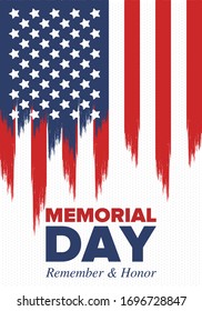 Memorial Day in United States. Remember and Honor. Federal holiday for remember and honor persons who have died while serving in the United States Armed Forces. Celebrated in May. Vector poster