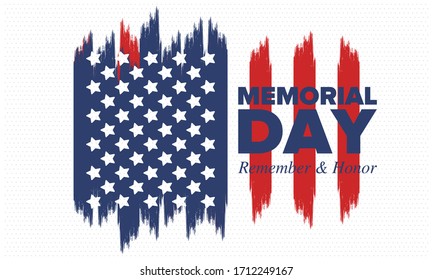Memorial Day in United States. Remember and Honor. Federal holiday for remember and honor persons who have died while serving in the United States Armed Forces. Celebrated in May. Vector poster
