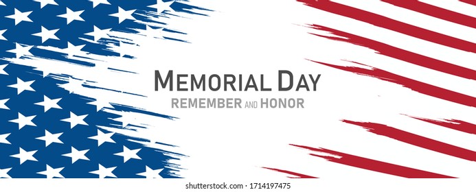 Memorial Day In The United States - Remember And Honor Banner Background Vector Illustration