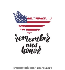 Memorial Day in United States. Remember and Honor. Federal holiday for remember and honor persons who have died while serving in the United States Armed Forces. Vector poster 