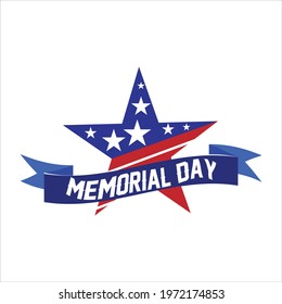 Memorial Day in United States. Remember and Honor.Federal holiday greeting card.National american holiday unique vector illustration with USA flag.star shape Festive poster or banner design
