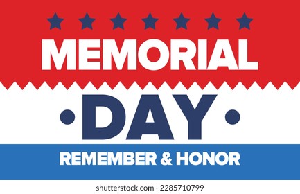 Memorial Day in United States. Remember and Honor. Federal holiday for remember and honor persons who have died while serving in the United States Armed Forces. Celebrated in May. Vector poster