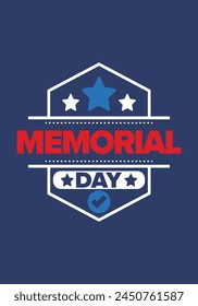 Memorial Day in United States. Remember and Honor. Federal holiday for remember and honor persons who have died while serving in the United States Armed Forces. Celebrated in May. Vector poster