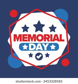 Memorial Day in United States. Remember and Honor. Federal holiday for remember and honor persons who have died while serving in the United States Armed Forces. Celebrated in May. Vector poster