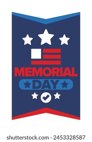 Memorial Day in United States. Remember and Honor. Federal holiday for remember and honor persons who have died while serving in the United States Armed Forces. Celebrated in May. Vector poster