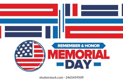 Memorial Day in United States. Remember and Honor. Federal holiday for remember and honor persons who have died while serving in the United States Armed Forces. Celebrated in May. Vector poster