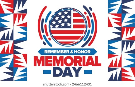 Memorial Day in United States. Remember and Honor. Federal holiday for remember and honor persons who have died while serving in the United States Armed Forces. Celebrated in May. Vector poster