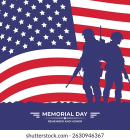 Memorial day USA with American Soldier. Vector Illustration