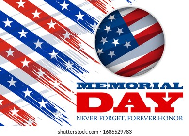 Memorial Day USA. Celebrated in the United States in May. Remember and Honor. Poster, card, banner, background design. Vector illustration eps 10.