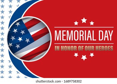 Memorial Day USA. Celebrated in the United States in May. Remember and Honor. Poster, card, banner, background design. Vector illustration eps 10.