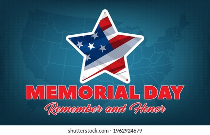 Memorial Day USA. Celebrated in the United States in May. Remember and Honor. Poster, card, banner, background design. Vector illustration eps 10.