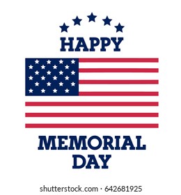 Memorial Day. USA flag on a white background. Logo. Emblem. Banner. Postcard A Happy Memorial Day.Vector images style cartoon