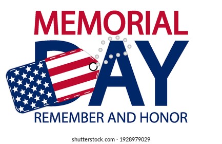 Memorial day with usa flag soldier badge, vector art illustration.