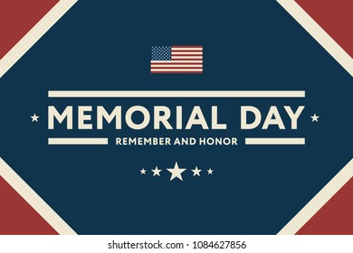 Memorial Day USA Greeting Card Banner Wallpaper. Remember and Honor Flat Design.