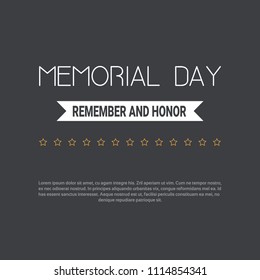 Memorial day USA greeting card wallpaper, yellow stars on dark background, copy space, flat design - Shutterstock ID 1114854341